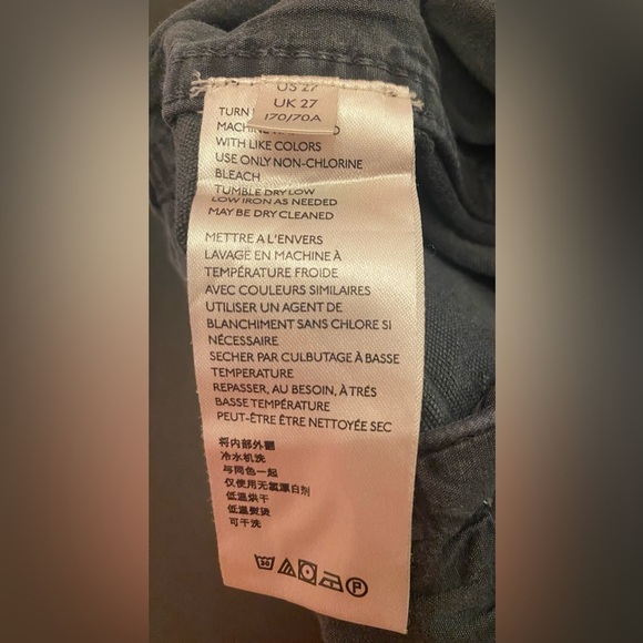 Anthropologie Side Buckle Cropped Charcoal Baggy Jeans Pants Button Fly Size 27 - Picture 6 of 9